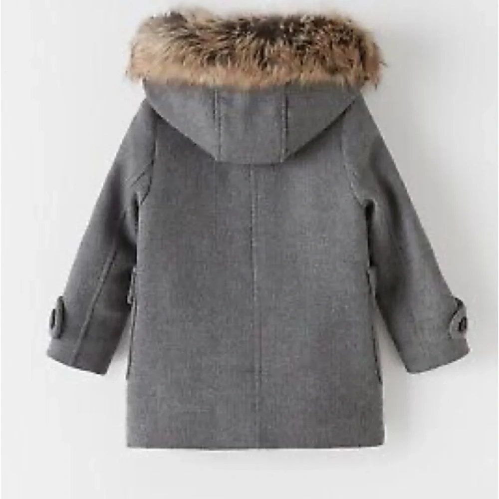 Zara Kids Girl Duffle Coat wool blend With Toggle brown girls 5